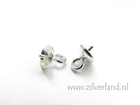 4 Stuks 5mm Sterling Zilveren Kraalhanger, Parelschotel met Pin
