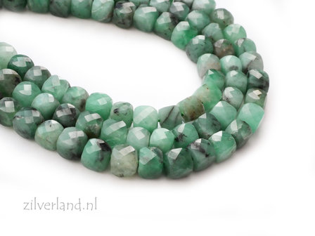 4,5mm Facet Geslepen Smaragd Kralen- Kubus