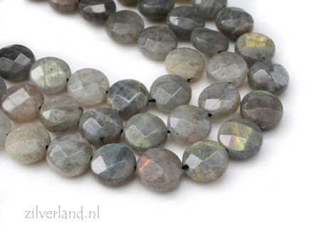 10mm Labradoriet Edelsteen Kralen- Facet Coin