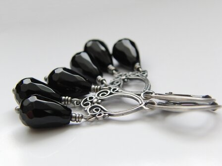 Zilveren Oorbellen met Onyx Halfedelstenen