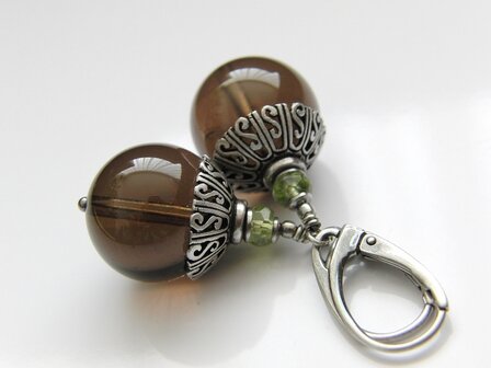 Zilveren Oorbellen met Rookkwarts Edelstenen