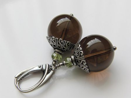 Zilveren Oorbellen met Rookkwarts Edelstenen