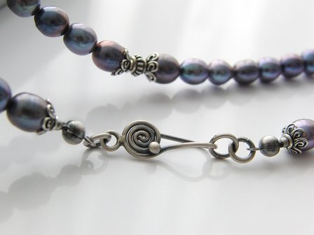 Handgemaakte Zoetwaterparel Ketting &quot;Peacock met Bali&quot;