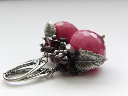 Edelstenen Oorbellen met Jade en Granaat