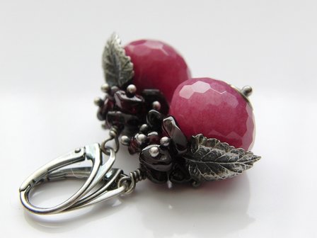 Edelstenen Oorbellen met Jade en Granaat