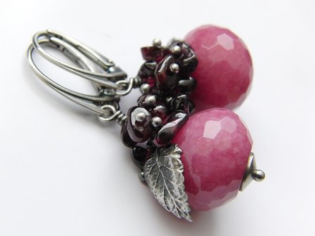 Edelstenen Oorbellen met Jade en Granaat