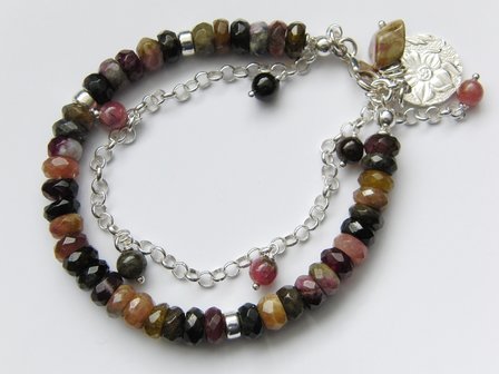 Handgemaakte Zilveren Armband met Toermalijn