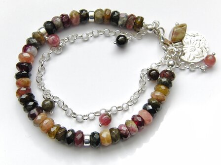Handgemaakte Zilveren Armband met Toermalijn