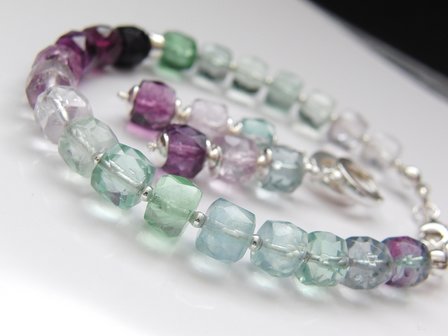 Zilveren Sieraden Set: Oorbellen en Armband met Fluoriet