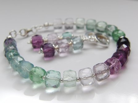 Zilveren Sieraden Set: Oorbellen en Armband met Fluoriet