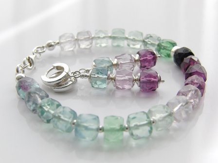 Zilveren Sieraden Set: Oorbellen en Armband met Fluoriet