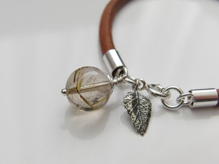 Leren Armband met Bedels &quot;Rutielkwarts&quot;