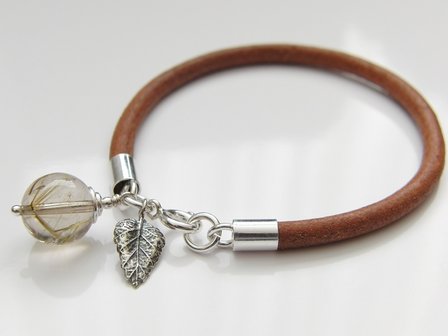 Leren Armband met Bedels &quot;Rutielkwarts&quot;