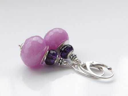 Halfedelstenen Oorbellen met Jade en Amethist &quot;Lavendel&quot;