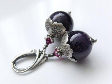 Edelstenen Oorbellen met Amethist &quot;Thaise Bloem&quot;