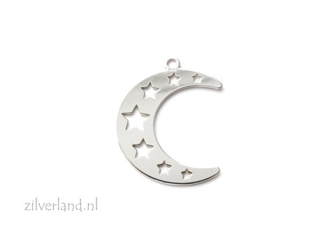 Sterling Zilveren Hanger- Maan met Sterren