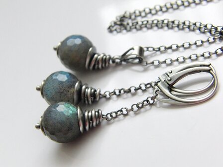 Sieraden Set- Oorbellen en Ketting met Labradoriet