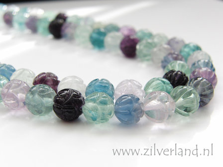 10mm Fluoriet Edelsteen Kralen- Gegraveerd