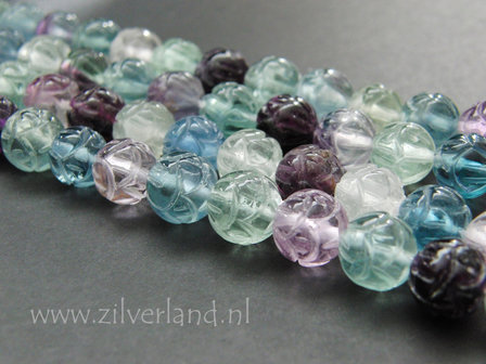 10mm Fluoriet Edelsteen Kralen- Gegraveerd