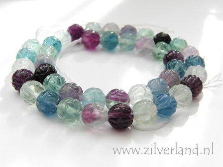 10mm Fluoriet Edelsteen Kralen- Gegraveerd