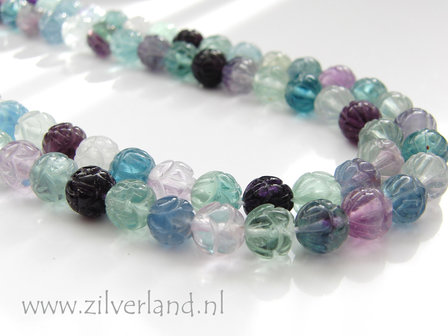 10mm Fluoriet Edelsteen Kralen- Gegraveerd