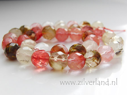 10mm Fire Cherry Kwarts Kralen- Facet