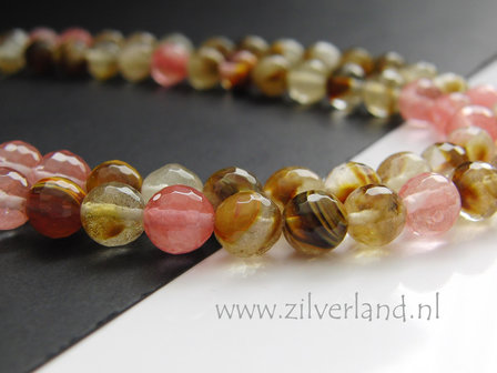 8mm Fire Cherry Kwarts- Micro Facet