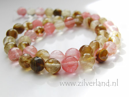 8mm Fire Cherry Kwarts- Micro Facet