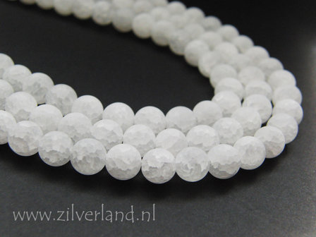 8mm Bergkristal Kralen Mat/Craquele