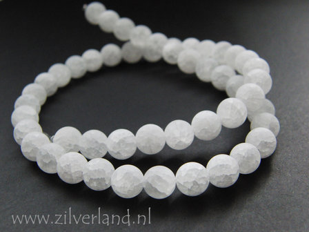 8mm Bergkristal Kralen Mat/Craquele