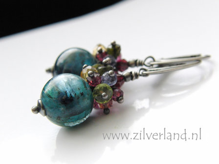 Zilveren Edelstenen Oorbellen met Kyaniet