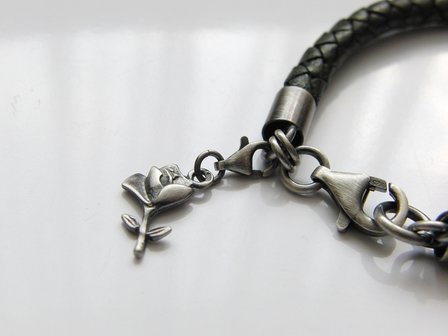 Edelstenen Armband met Granaat en Leer
