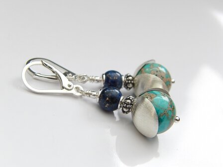 Edelstenen Oorbellen met Jaspis en Lapis Lazuli