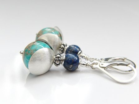 Edelstenen Oorbellen met Jaspis en Lapis Lazuli