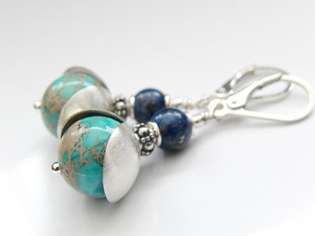 Edelstenen Oorbellen met Jaspis en Lapis Lazuli