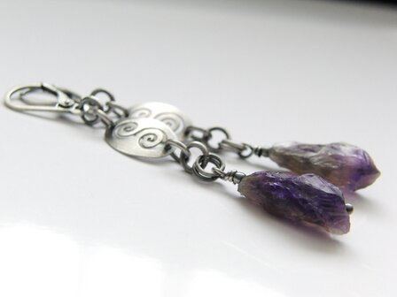  Edelstenen Oorbellen met Ruwe Amethist