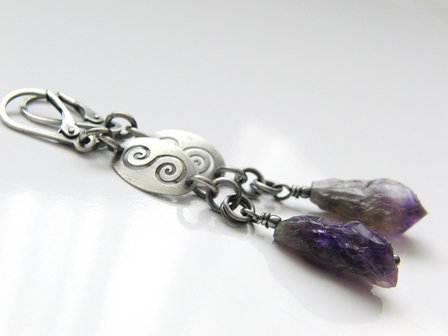  Edelstenen Oorbellen met Ruwe Amethist