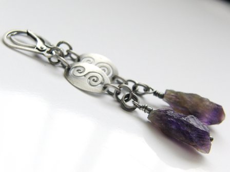  Edelstenen Oorbellen met Ruwe Amethist