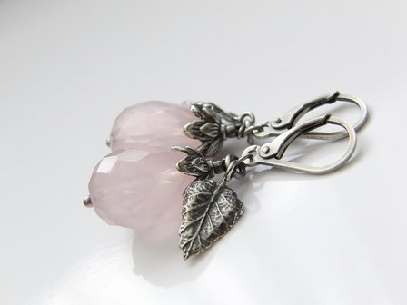 Zilveren Oorbellen met Rozenkwarts