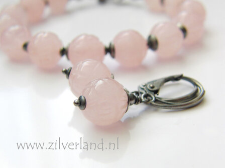 Handgemaakte Zilveren Oorbellen met Rozenkwarts