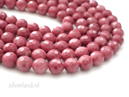 8mm Rhodoniet Edelstenen Kralen- Micro Facet Geslepen