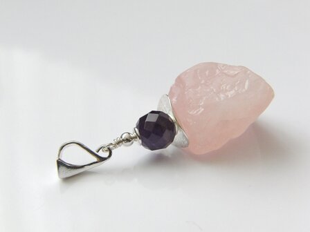 Edelstenen Hanger met Rozenkwarts en Amethist