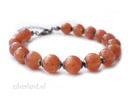 Handgemaakte Edelstenen Armband met Zonnesteen- Geoxideerd