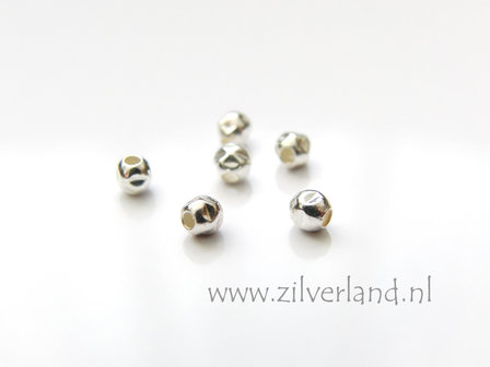 50 Stuks 3mm Sterling Zilveren Kralen- Gehamerd