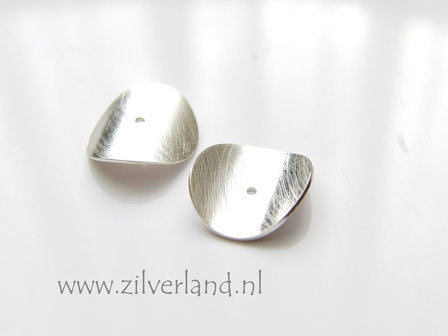 1 Stuk 14mm Sterling Zilveren Schijfje- Geborsteld
