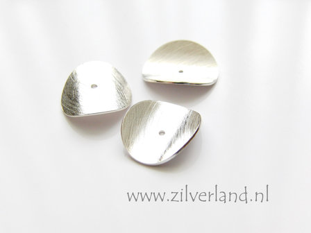1 Stuk 14mm Sterling Zilveren Schijfje- Geborsteld