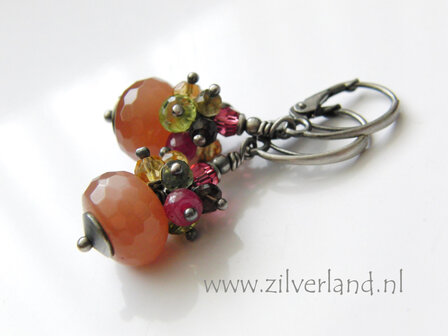 -Sterling Zilveren Oorbellen met Zonnesteen 