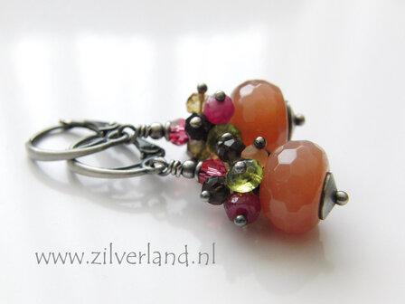 -Sterling Zilveren Oorbellen met Zonnesteen 