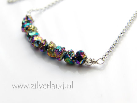 Handgemaakte Zilveren Ketting met Titanium Druse Citrien