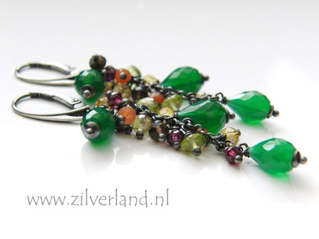 Handgemaakte Zilveren Oorbellen met Groene Onyx